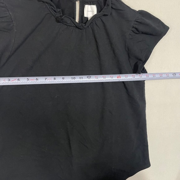 Sundays Black Ruffle Neck Puff Sleeve Knit Top Blouse - Size 3 - Picture 5 of 7